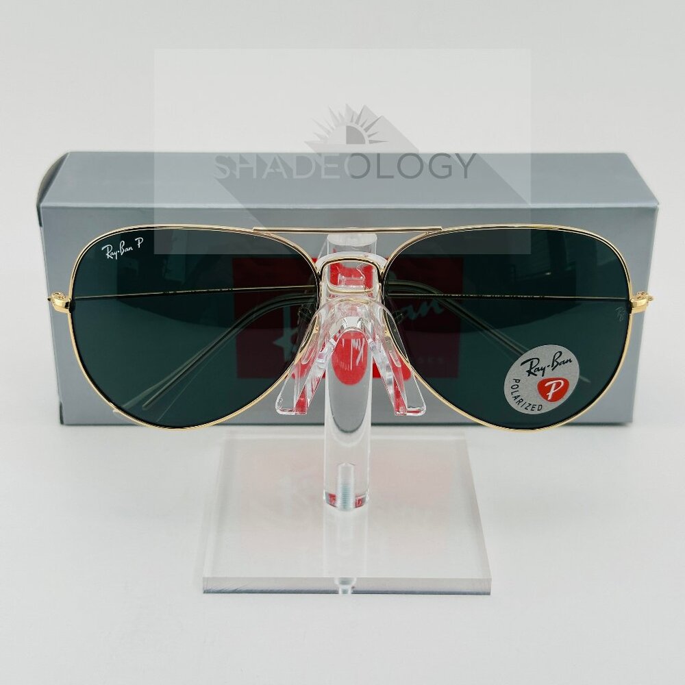 Ray Ban Aviator Gold Classic Polarized Green Sunglasses RB3025 001/58 62 mm